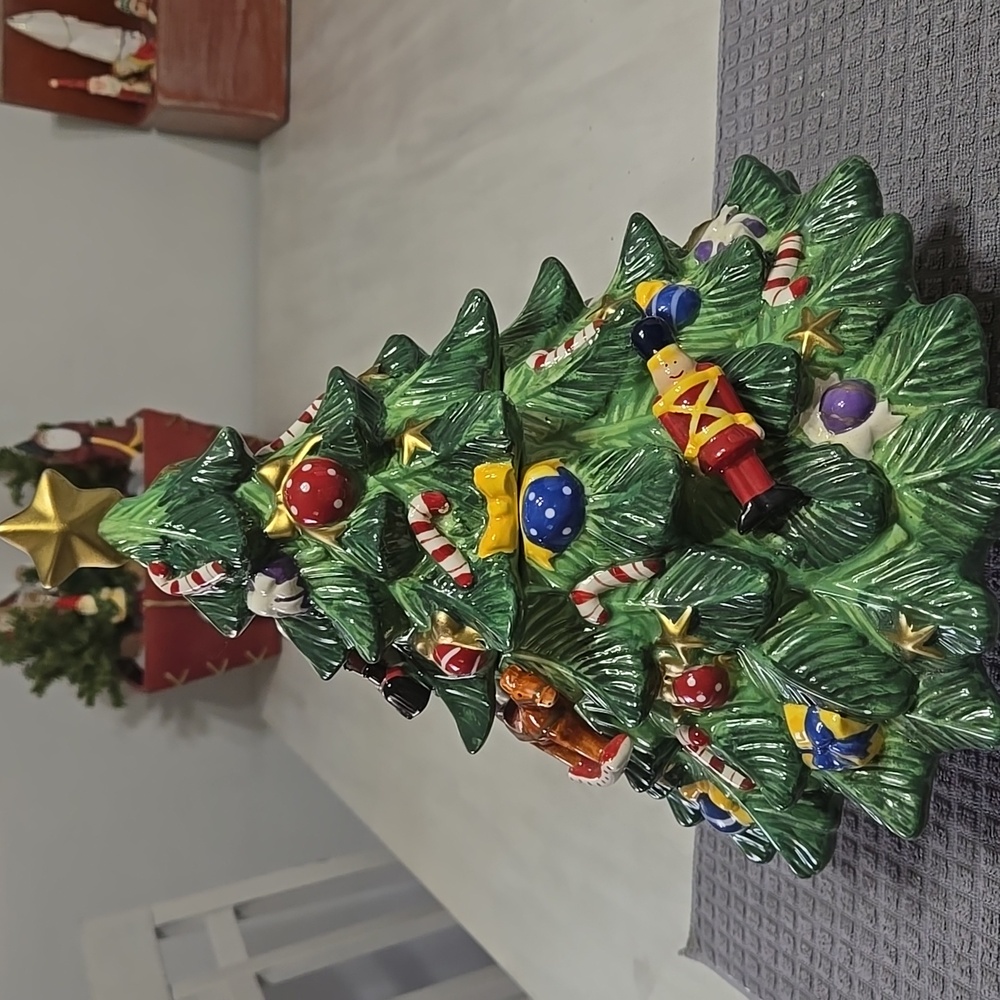 Saint Nicholas Square Home Collection Ceramic Christmas Tree Cookie Jar 13"